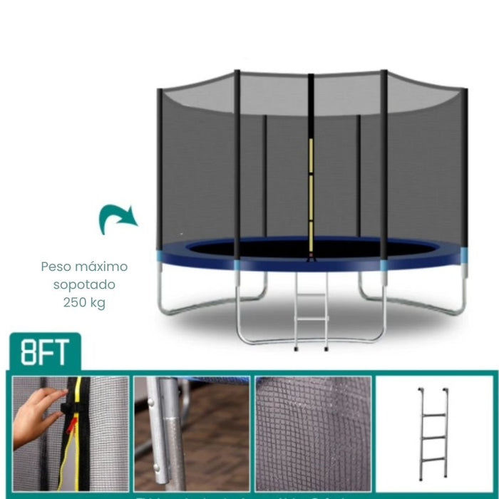 Cama elástica trampolín 244 cm x 210 cm hasta 250kg - Fitness Tech