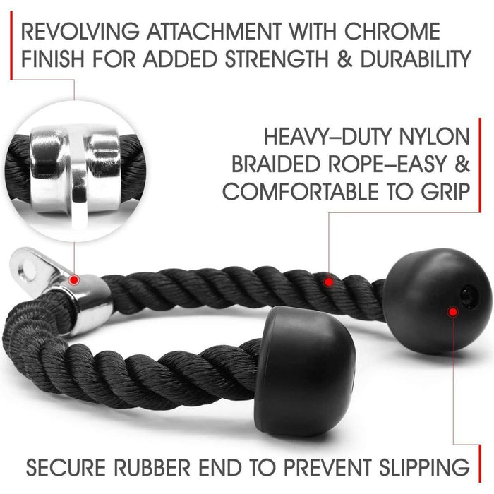 Cuerda tríceps trenzada 70cm - Fitness Tech